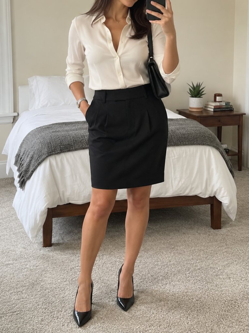 Gap Black Pleated Knee Length Skirt Women's Size 0 Low Waisted Workwear Basic
